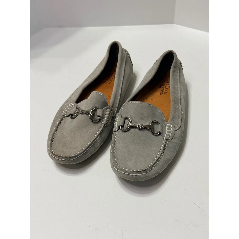 Mercanti Fiorentini Grey Suede Horsebit Driving Loafers MF-3006 Womens 6B